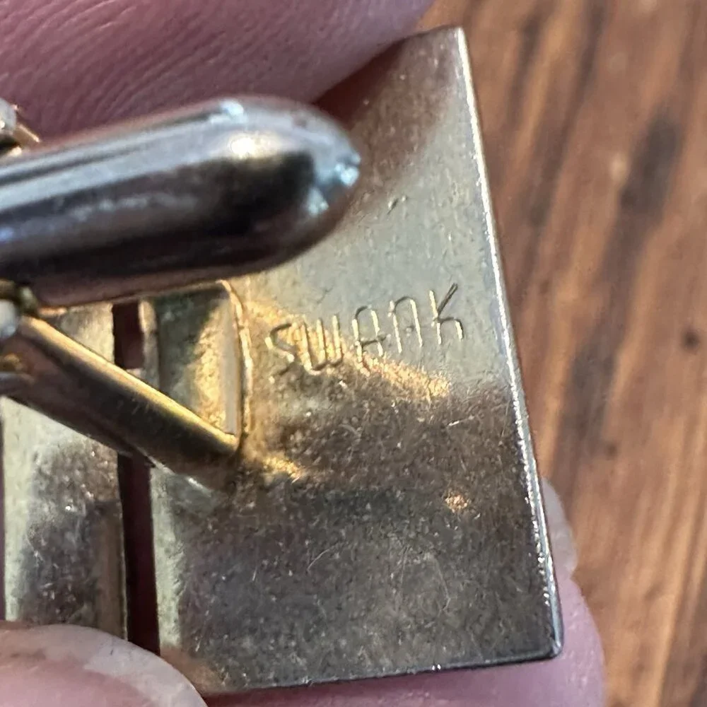 Vintage Swank Cufflinks 2 Pair Gold Tone Mens Mid Century Modern‎ Fashion